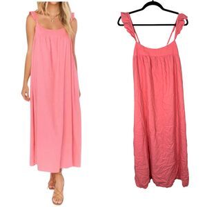 Show Me Your Mumu Oasis Pink Midi Summer Resort Bold Statement Dress Size Small